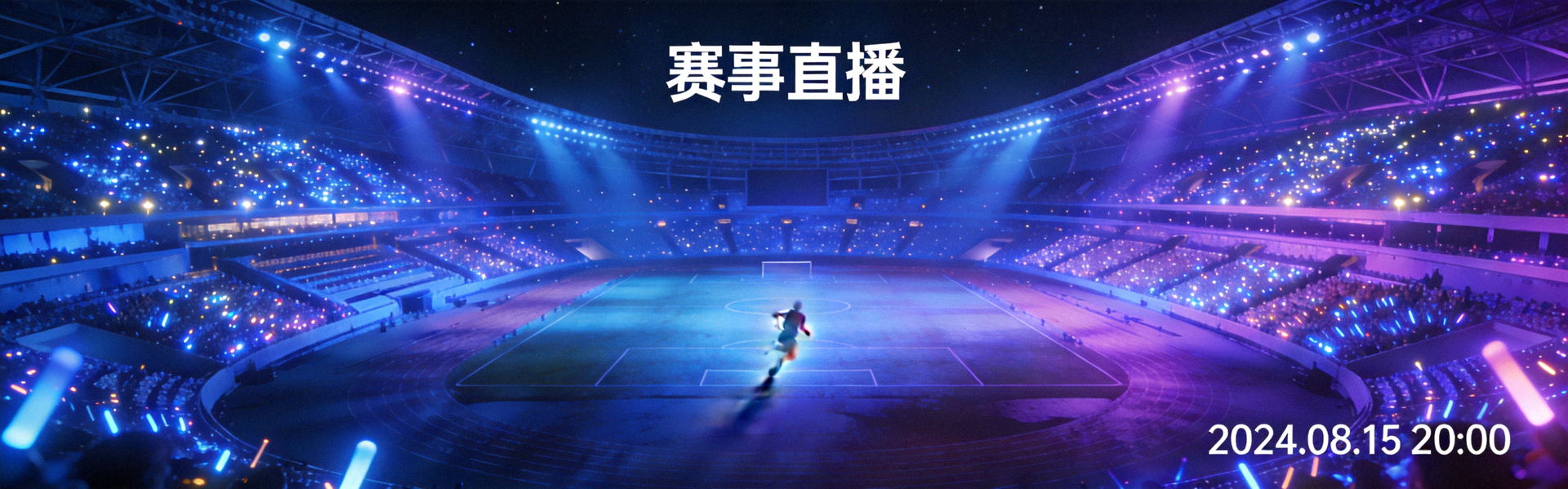 夜间体育场灯光璀璨的赛事直播背景图